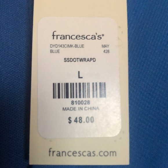 Francesca’s Blue polka dot dress size large. Never been worn. - Picture 2 of 2